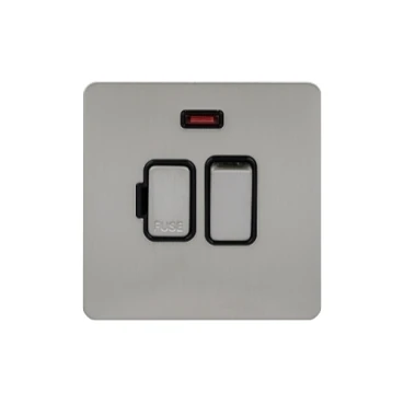 Ultimate Screwless flat plate, switched fused connection, neon, steel
