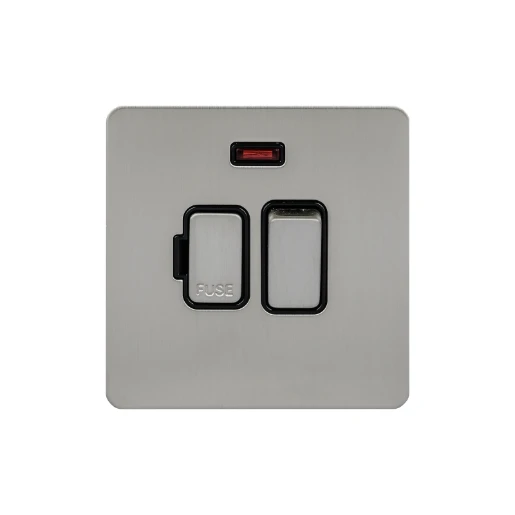 Ultimate Screwless flat plate, switched fused connection, neon, steel