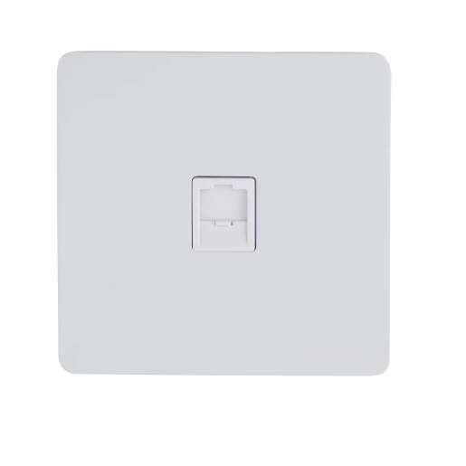 Ultimate, screwless flat plage RJ45 data socket, 1 gang, metal white/w