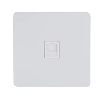 Ultimate, screwless flat plage RJ45 data socket, 1 gang, metal white/w