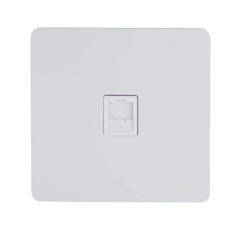 Ultimate, screwless flat plage RJ45 data socket, 1 gang, metal white/w