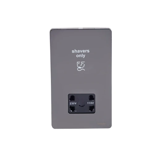 Ultimate Screwless Flat Plate Shaver Socket 230VAC White Insert Black Nickel