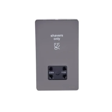 Ultimate Screwless Flat Plate Shaver Socket 230VAC White Insert Black Nickel