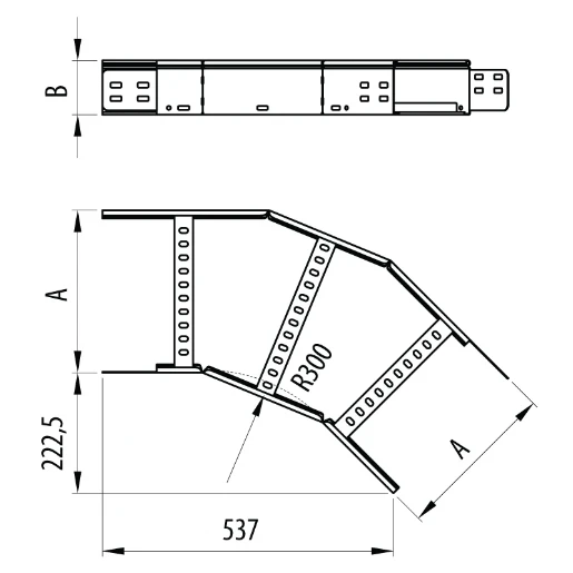 45Deg Bend 300x120mm