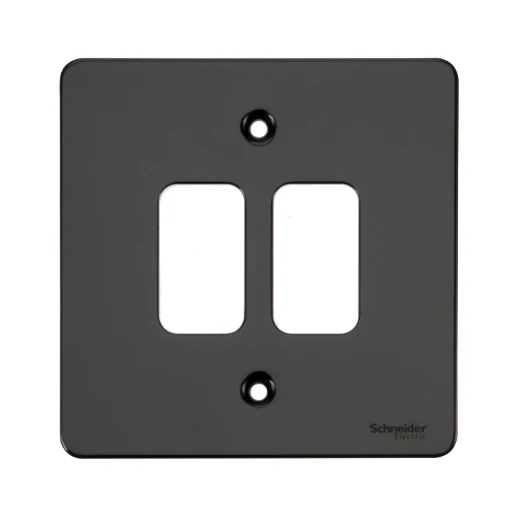 Ultimate, flat plate Grid system, 2 gangs, black nickel