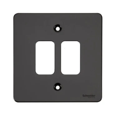 Ultimate, flat plate Grid system, 2 gangs, black nickel