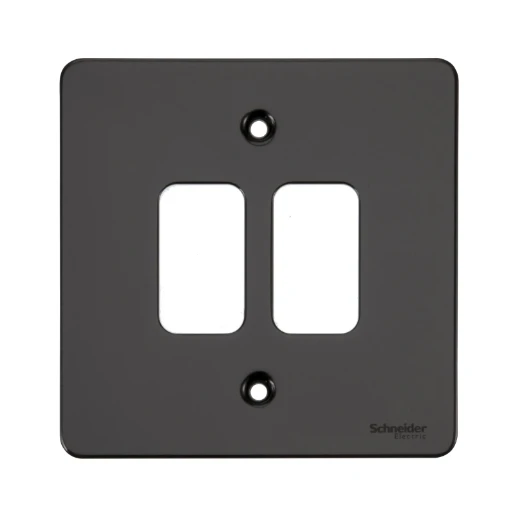 Ultimate, flat plate Grid system, 2 gangs, black nickel