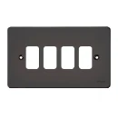 Ultimate, low profile plate Grid system, 4 gangs, black nickel