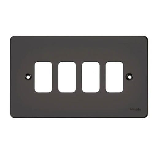 Ultimate, low profile plate Grid system, 4 gangs, black nickel