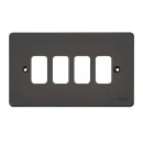 Ultimate, low profile plate Grid system, 4 gangs, black nickel