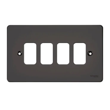 Ultimate, low profile plate Grid system, 4 gangs, black nickel