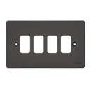 Ultimate, low profile plate Grid system, 4 gangs, black nickel