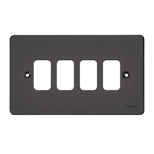 Ultimate, low profile plate Grid system, 4 gangs, black nickel