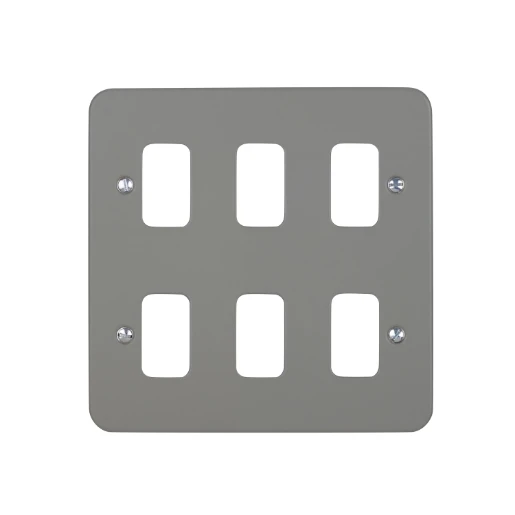 Ultimate Metal Clad Plate Grid System 6 Gangs Grey
