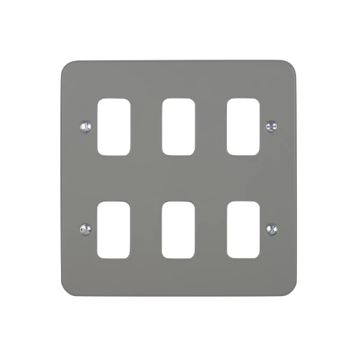 Ultimate Metal Clad Plate Grid System 6 Gangs Grey