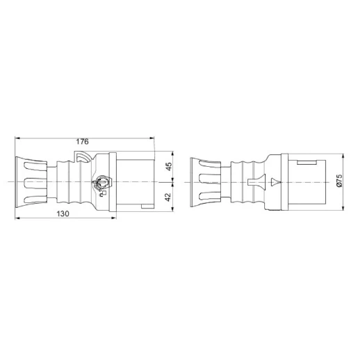 Plug 3P+N+E 6H 32A 400V 50/60Hz Red Halogen Free Plastic IP44