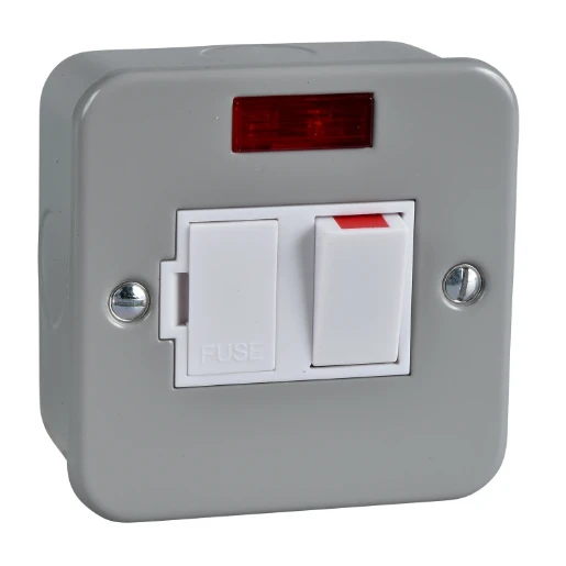 Connection Unit Double Pole Switched Fused Neon 13A Grey Metalclad