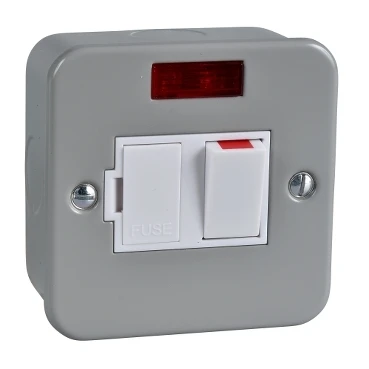 Connection Unit Double Pole Switched Fused Neon 13A Grey Metalclad