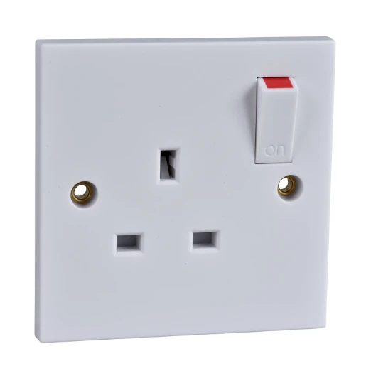 Exclusive 1-Gang Square Edge Switched Socket 13A White