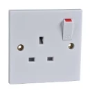 Exclusive 1-Gang Square Edge Switched Socket 13A White