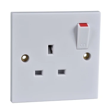 Exclusive 1-Gang Square Edge Switched Socket 13A White