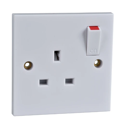 Exclusive 1-Gang Square Edge Switched Socket 13A White