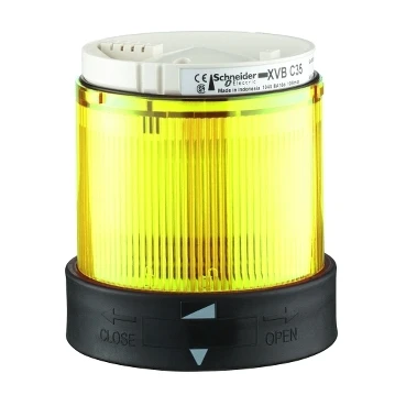 Ø 70mm illuminated unit with light diffuser, steady, yellow, IP65, 24