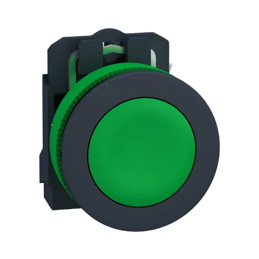 Pushbutton Flush Mounted 1No Screw Clamp 30.5mm Green