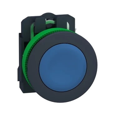Pushbutton Flush Mounted 1No Scrw Clamp 30.5mm Blu Unmarked
