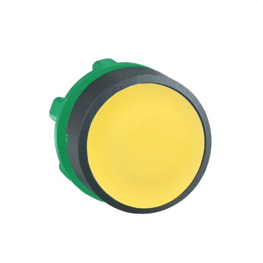 Yellow flush pushbutton head Ø22 push-push unmarked