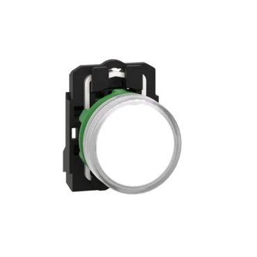 White Complete Pilot Light 22 Plain Lens with Integral LED 230-240V