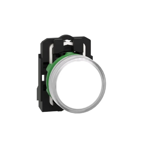 White Complete Pilot Light 22 Plain Lens with Integral LED 230-240V