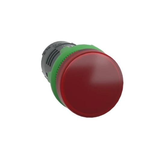 Red monolithic pilot light Ø22 plain lens with integral LED 24V