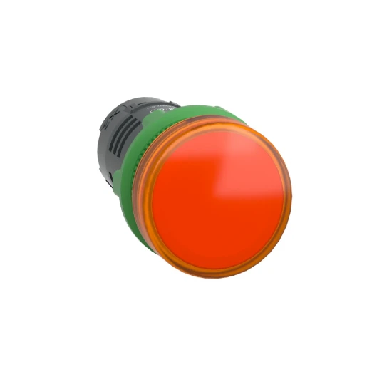 Orange monolithic pilot light Ø22 plain lens with integral LED 24V