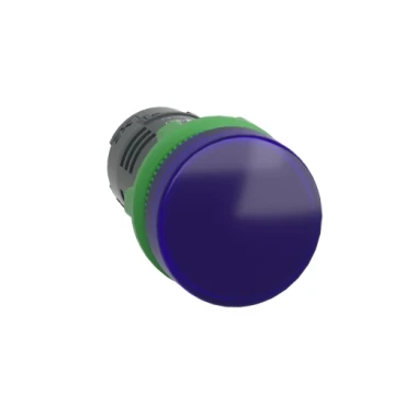 Blue monolithic pilot light Ø22 plain lens with integral LED 24V