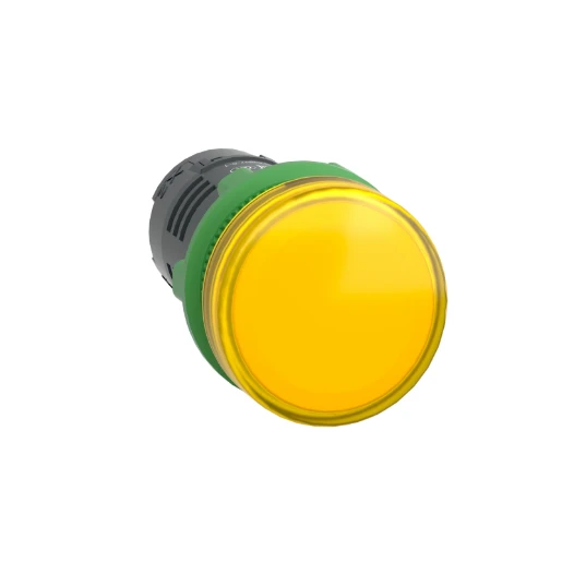 Yellow monolithic pilot light Ø22 plain lens with integral LED 24V