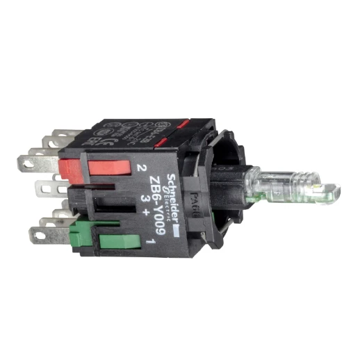 Blue Light Block with Body/Fixing Collar with Integral LED 12-24V 1No+1NC