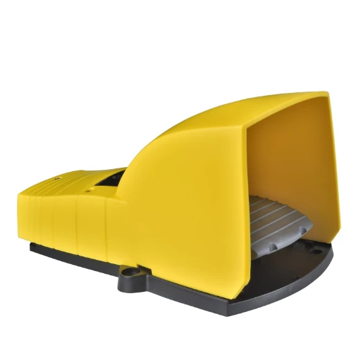 Schneider Electric Single foot switch, plastic, yellow, with cover, trigger mechanism, 1 NO + 1 NC