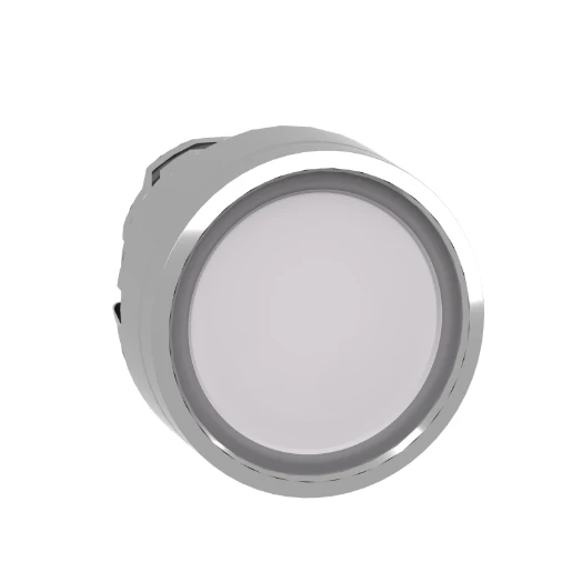 White Flush Illuminated Pushbutton Head 22 Push-Push for Integral LED