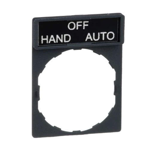 Legend Holder 30x40mm with Legend 8x27mm Withmarking Hand-Off-Auto