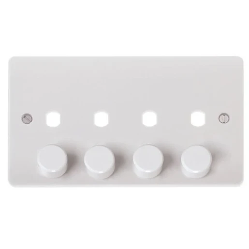 4 Gang Dimmer Plate Only And Knob Set White