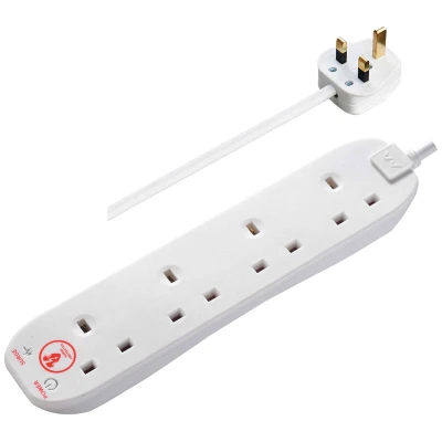 Four Socket Surge Protected Extension Lead 2 Metres White