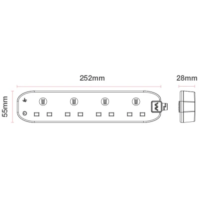 Four Socket Surge Protected Extension Lead 2 Metres White