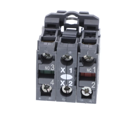 Blue light block with body/fixing collar with integral LED 24V 1NO+1NC