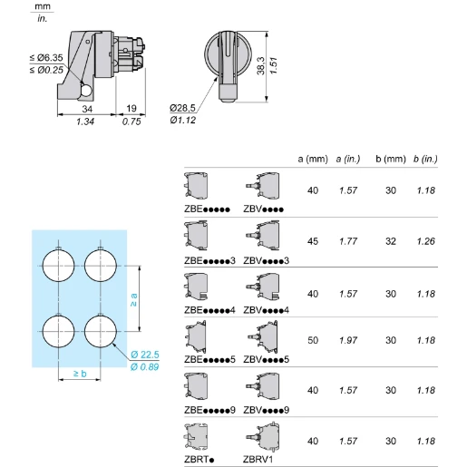Black Selector Switch Head 22 2-Position Stay Put