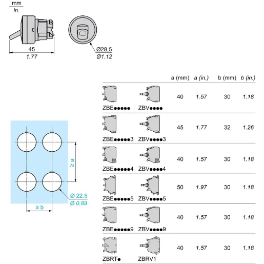 Black Selector Switch Head 22 2-Position Stay Put