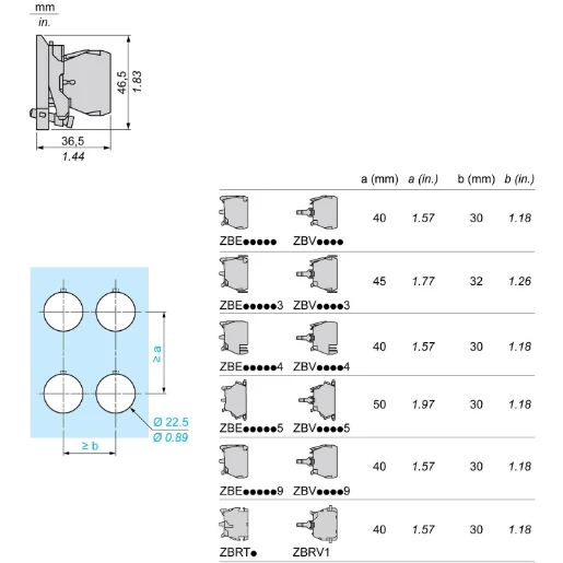 Light block with body/fixing collar for BA9s bulb 250V