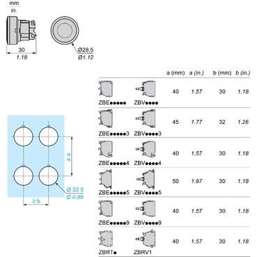 White Flush Illuminated Pushbutton Head 22 Push-Push for Integral LED