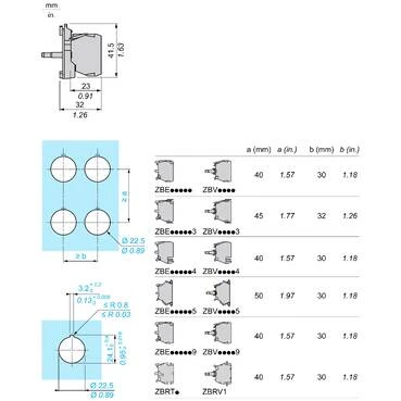 White Light Block with Body/Fixing Collar with Integral LED 24V 1No+1NC