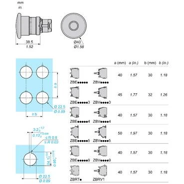 Red 40 Emergency Stop Switching Off Head 22 Trigger & Latching Push-Pull